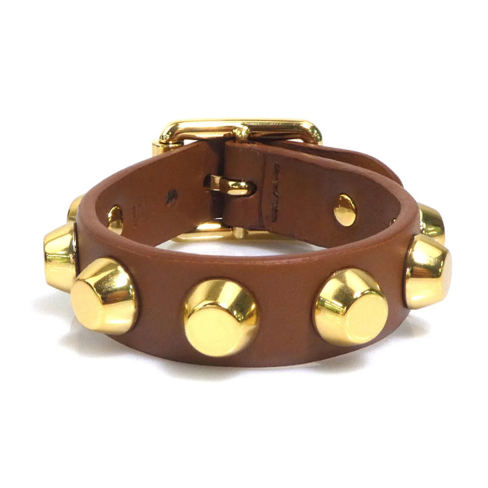 PRADA Brown Leather Charm Bracelet